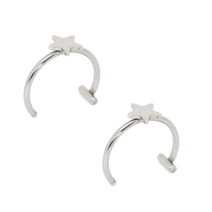 2PCS Trendy 10mm Stainless Steel Punk Clip on Fake Piercing Nose Wrap Lip Rings Unisex Nose Ring Women Men Tusk Body Jewelry