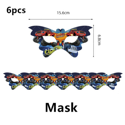 Blaze Monster Balloons Machines Race Car Happy Birthday Banner Party Decoration Cake Topper Disposable Tableware Background B