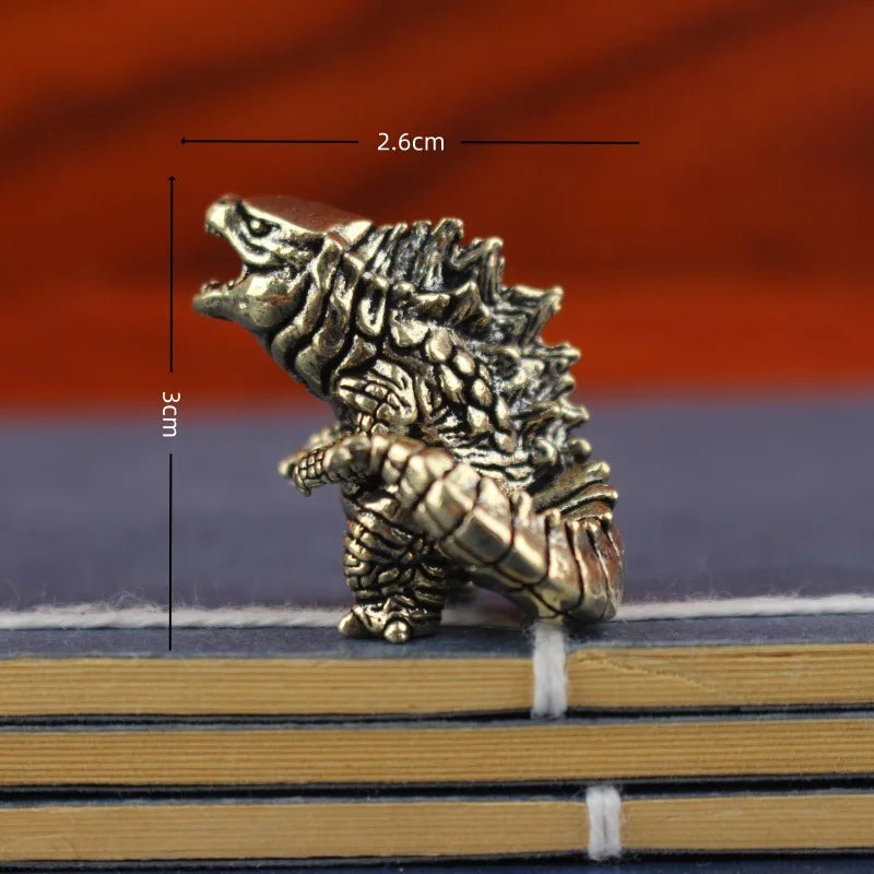 Vintage Brass Monster Figurine Creative Mythical Desktop Decor Mini Metal Ornament Abstract Art Sculpture Gift