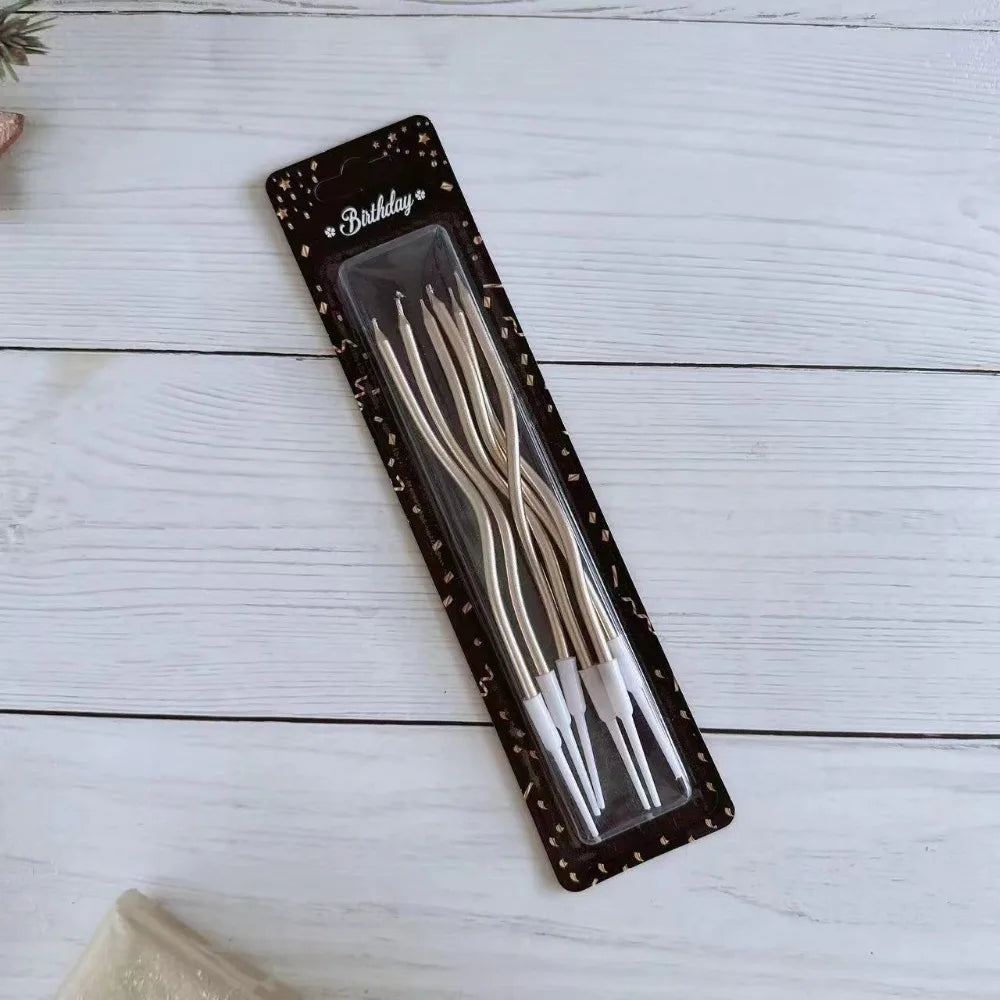 12/48pcs/1case Birthday Candles Spiral Cake Candles Long Thin Cake Candles For Wedding Party And Cake Decoration - 6pcs Champ