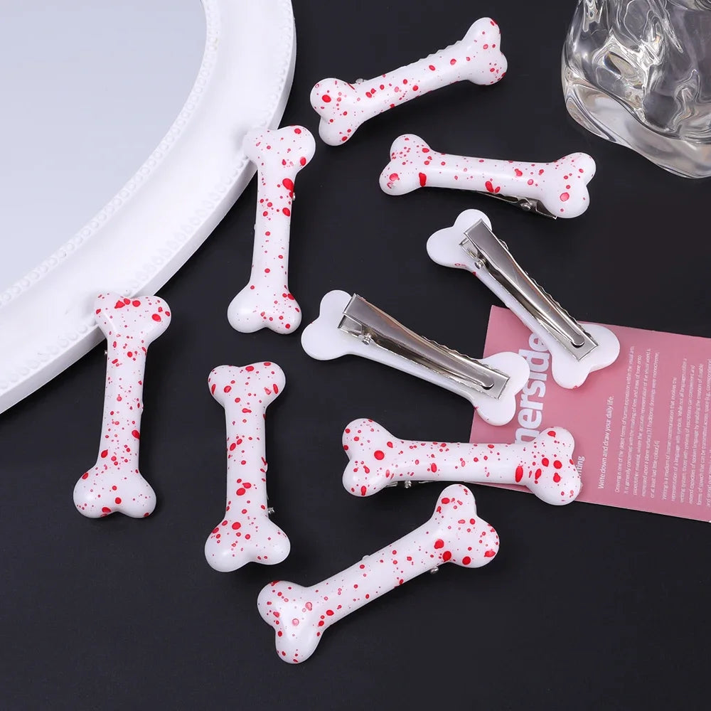 White Bone Hair Clip Cute Cartoon Bobby Pin Girl Fashion Dog Bones Decoration Small Hairpins Barrettes Y2K Accessories