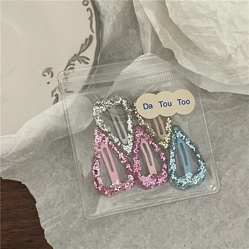 Colorful Sequins Water Drop Five-Pointed Star BB Clip Bang Clip Sweet Girl Gold Powder Love Heart-Shaped Hairpin Side Clip Ne