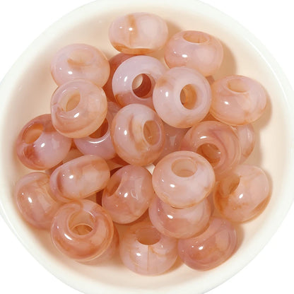 50pcs/lot Colorful Round Acrylic Beads Big Hole Loose Spacer Beads For Jewelry Making DIY Necklaces Bracelets Accessories - l