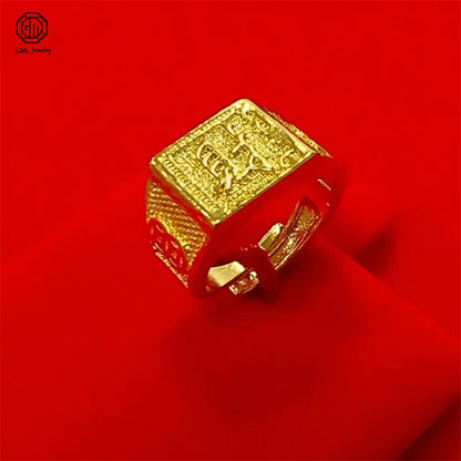 Sand Gold Adjustable Ring Matte Wide Band Openable Fade Resistant Unisex Couple Jewelry Solid Minimalist Gift - Caizi Ring