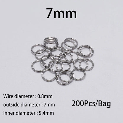 30-200Pcs 3-25mm Stainless Steel Split Ring Open Single Loops Jump Rings Connectors for DIY Jewelry Making Findings Accessori