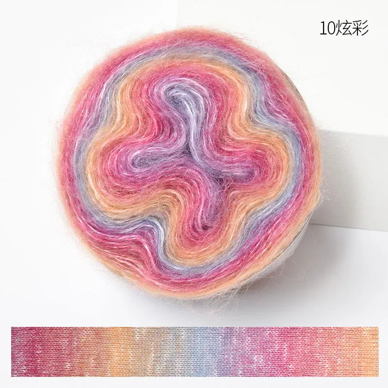 Crochet Yarn, 250M Gradient Colorful Mohair, Soft Velvet Cotton Blend, DIY Knitting Supplies, Hand Knitting Thread, Crochetin
