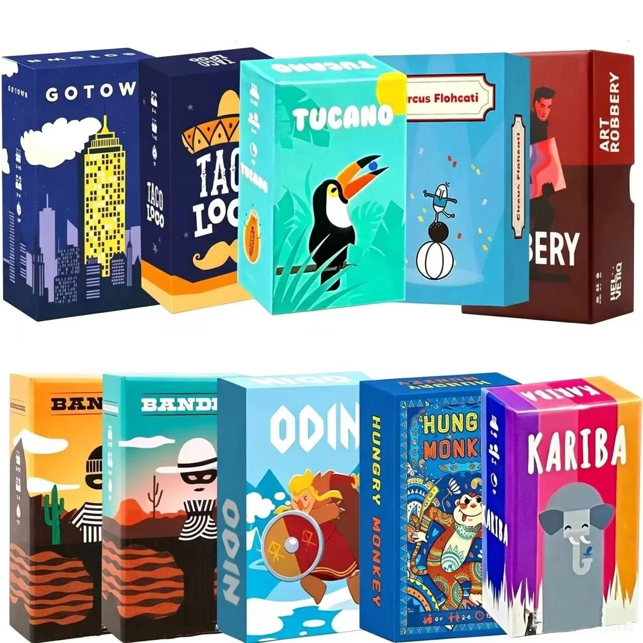 HOT Board Games Tucano | Kariba | Art Robbery | ODIN | GoTown | Bandido | Hungry Monkey | Circus Flohcati Fun Card Party Game