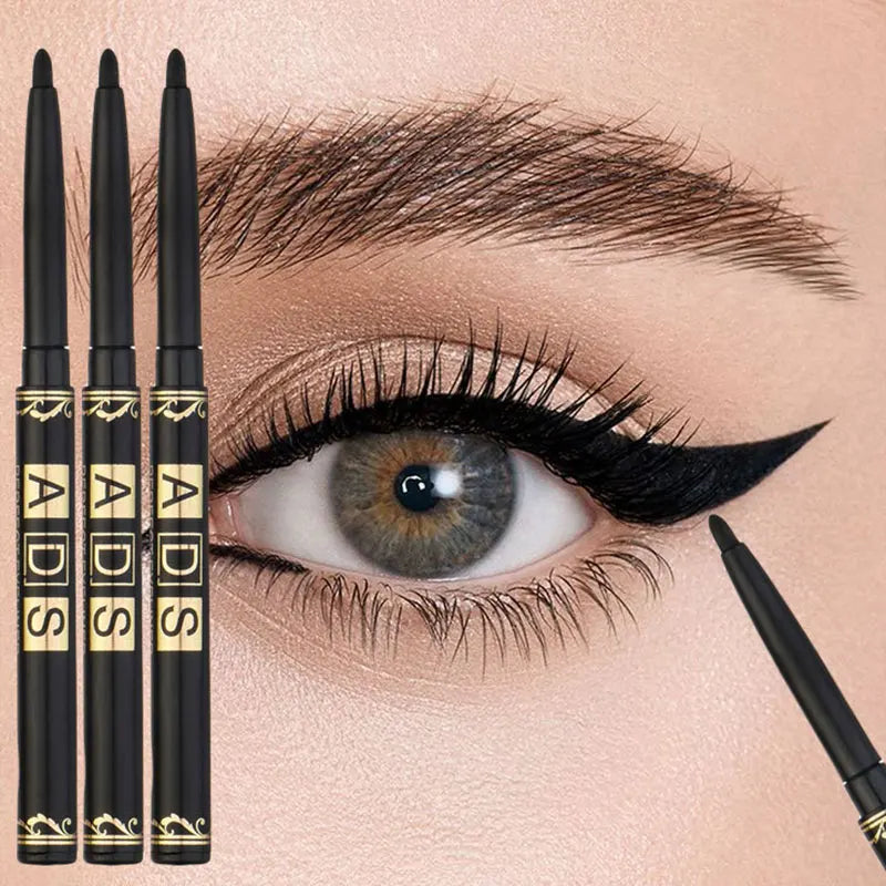 3pcs Black Eyeliner Pencils -Waterproof, Sweatproof & Smudge-Proofwith Easy Twist Application for Flawless Eye Makeup - Black