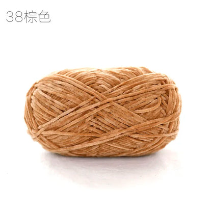 Pear Lustre Chenille Yarn 148Meters/Skein 2mm Thin Pleuche Wool Rope for Hand Crochet Dolls Shoes Materials - 38 brown