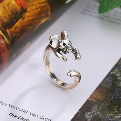 1 Creative Vintage Rat Adjustable Alloy Ring - Simple and Cute Hypoallergenic and Eco-Friendly Decorative Accessories Gifts