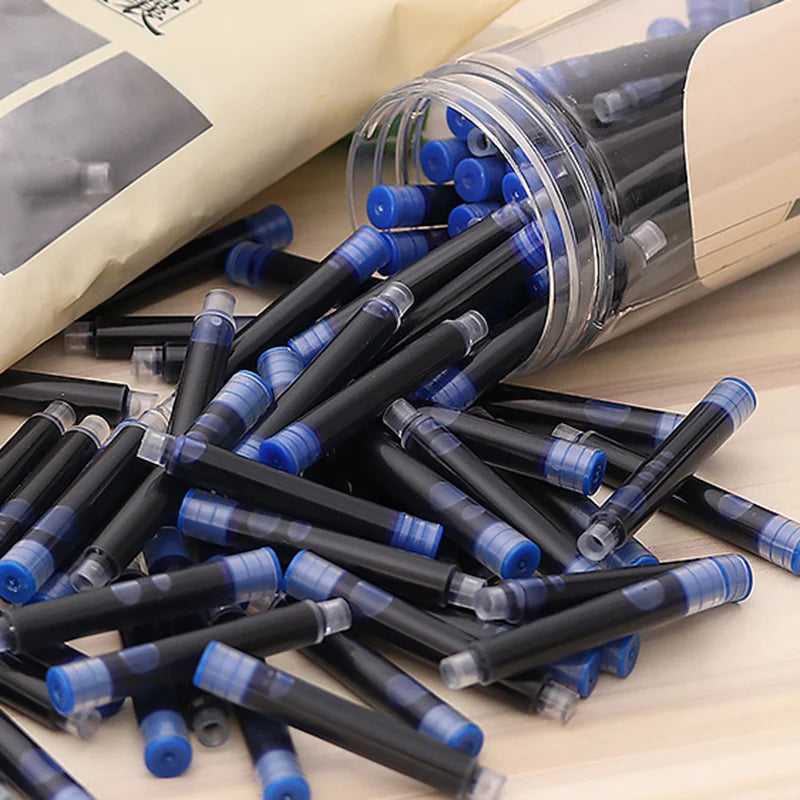 50pcs Fountain Pen Ink Cartridge Refills Bottle Disposable 3.4mm Bore Diameter School Office Stationery Supplies Calligraphy 