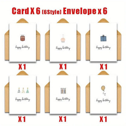 12pcs Pack Blank Birthday & Celebration Greeting Cards Blank Cards with Envelope, Elegant Minimalist Design, Pack for, Office