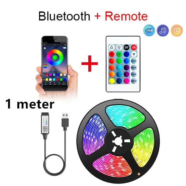 Bluetooth LED Strip Lights Smart SMD 5050 APP Remote Control Flexible Ribbon Diode Lamp Tape TV Backlights Game Room Home Dec