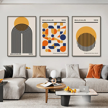 Mid Century Modern Bauhaus Abstract Geometric Posters Wall Art Canvas Painting Prints Pictures Gallery Living Room Interior H