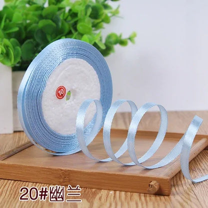 25Yards 6mm Silk Satin Ribbons for Crafts Bow Handmade Gift Wrap Partys Christmas Wedding Decorative Artificial Accessories -