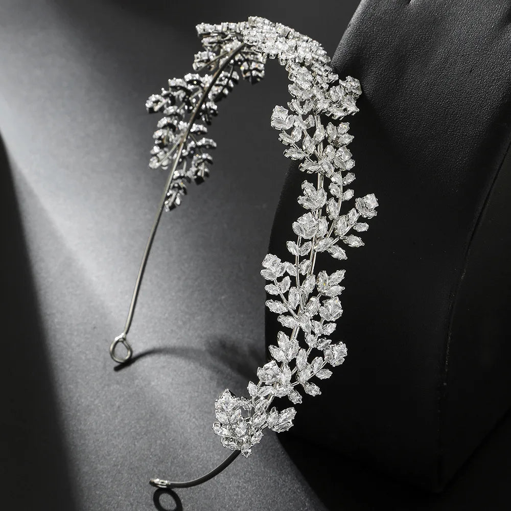 Luxury Bridal Tiara Wedding Headband Cubic Zirconia Bride Headband Tiaras And Crowns For Women Party Prom Hair Jewelry Headdr