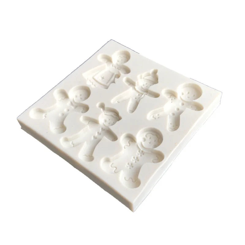 Christmas Silicone Mold 6 Gingerbread Man Different Snowman Shape Chocolate Molds Cookie Mold