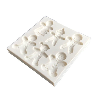 Christmas Silicone Mold 6 Gingerbread Man Different Snowman Shape Chocolate Molds Cookie Mold