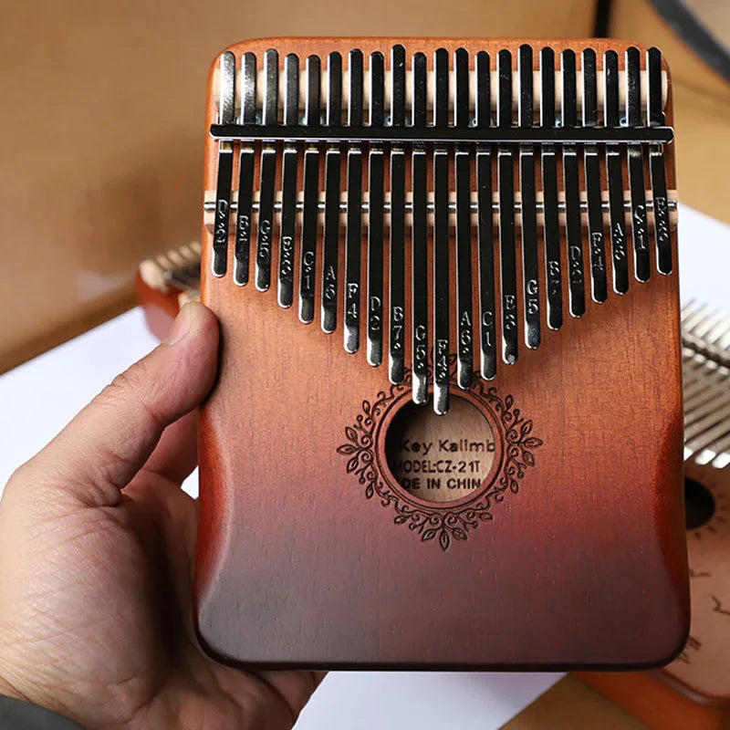 21 Key Mahogany Kalimba 17 key Thumb Piano Portable Finger Piano for Beginner Mbira Gifts for Adults/Kids - 21 keys gradient