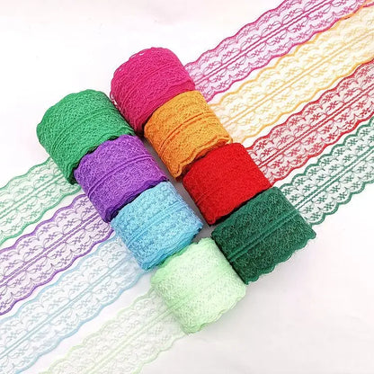 4.5cm Lace Ribbon 10Meters/Roll White Black Pink Red Blue Green Purple Beige Orange Yellow Burgundy Coffee Lace Tape DIY Craf