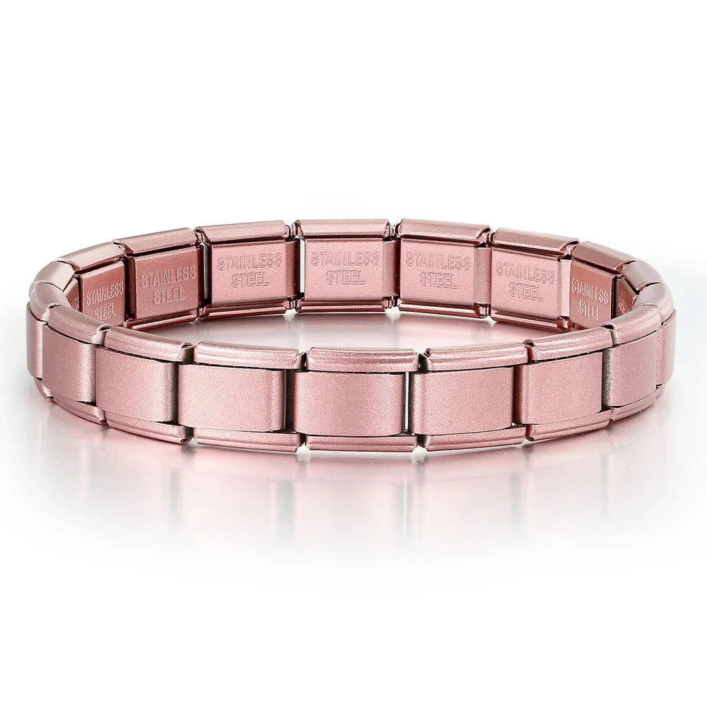 2025 New Men and Women Starry Colors 18 Pieces Italian Charm Fit 9mm Stainless Steel Modular Bracelet Jewelry - Starlight Ros