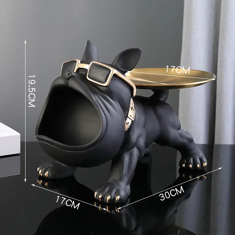 30cm/11.8inch Home Decor Bulldog Figurine Dog Statue Key Storage Box Animal Ornament Resin Craft Art Figurine Puppy Sculpture