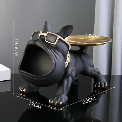 30cm/11.8inch Home Decor Bulldog Figurine Dog Statue Key Storage Box Animal Ornament Resin Craft Art Figurine Puppy Sculpture