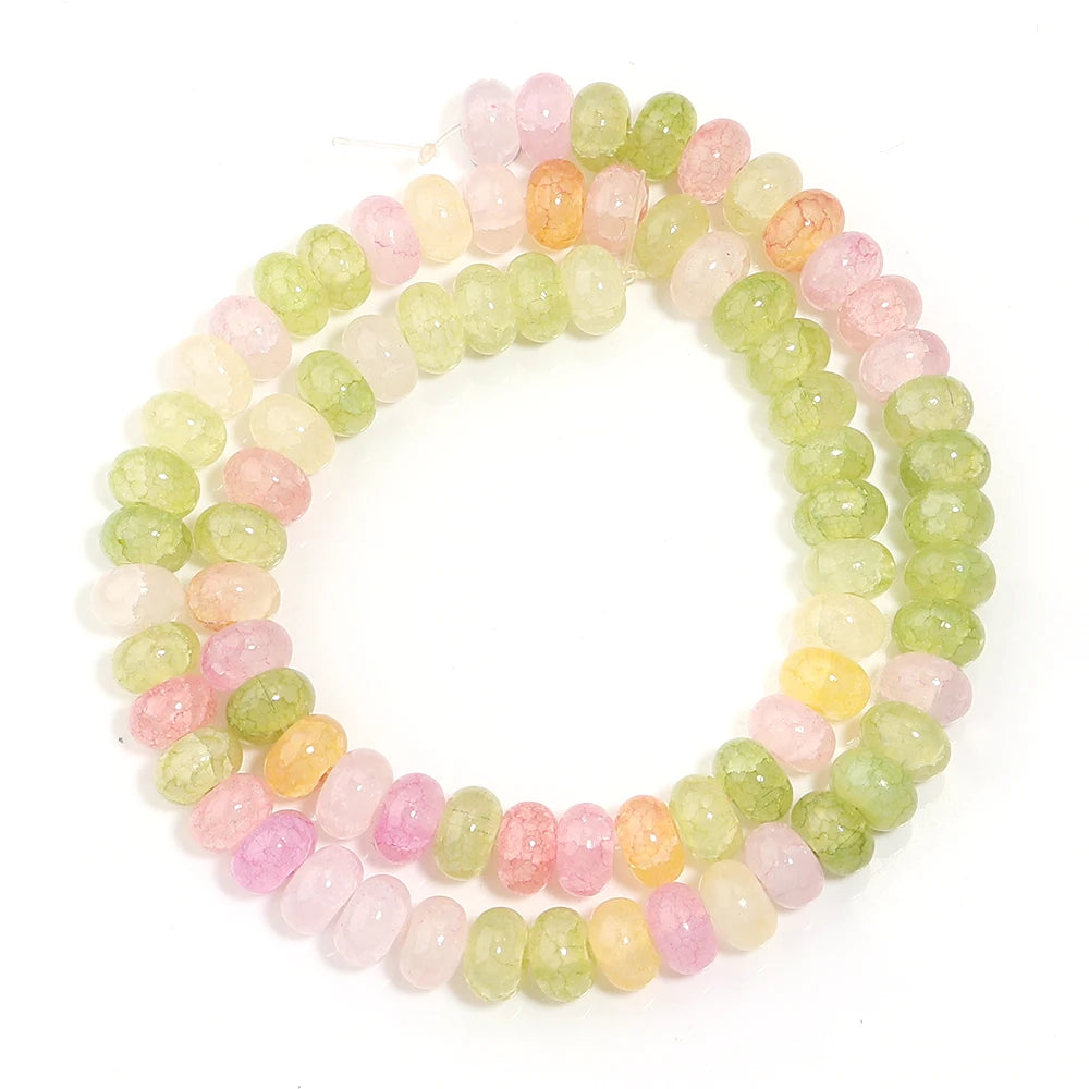 1 String 5x8mm Glass Beads Colorful Abacus Flat Round Loose Beads For Jwelry Making DIY Crafts Bracelets Necklace Accessories