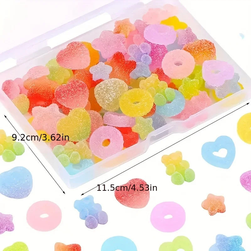 50 pcs Assorted Candy Charms - Soft Jelly Sugar Resin Flatback Beads for DIY Crafts, Phone Cases, and Nail Art - soft candy s