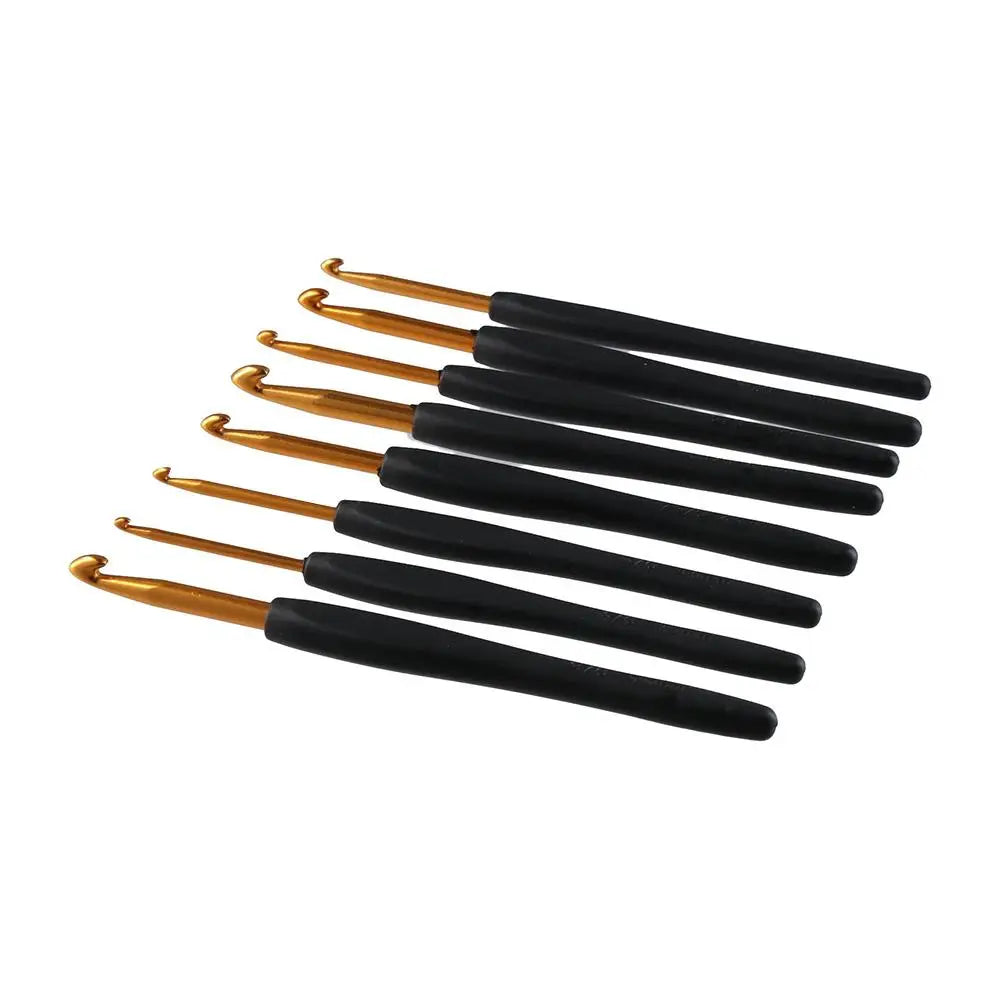 8PCS Black Crochet Hooks Set for Arthritic Hands,Ergonomic Crochet Hook Soft Crochet Needle,2.5-6.0mm Crochet Kit for Beginne