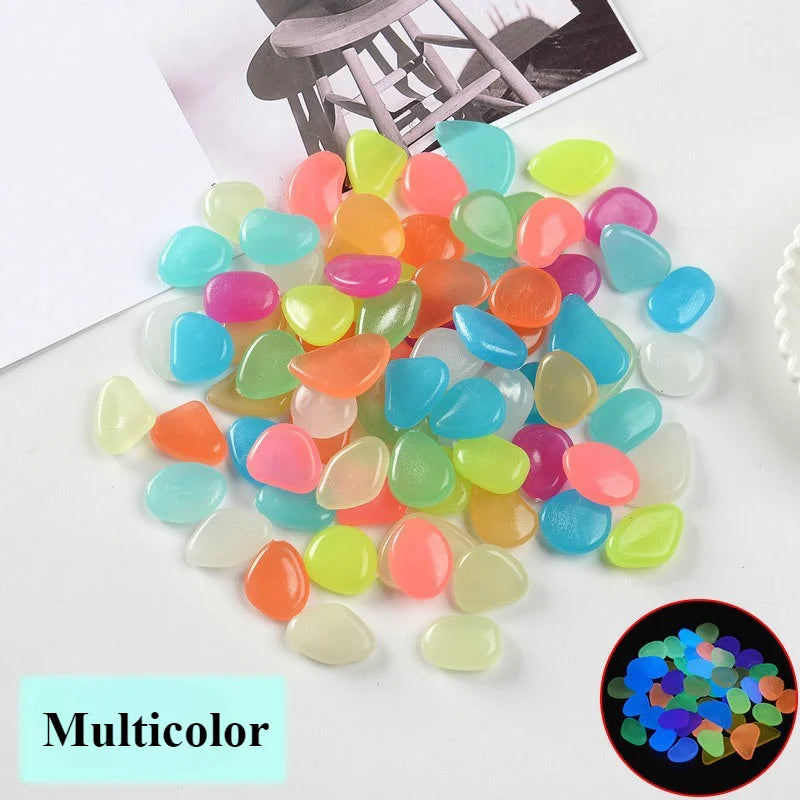 New Luminous Stones Glow in The Dark Pebbles Stones Fluorescent Rocks for Fish Tank Aquarium Aquatic Landscape Home Decor 1cm