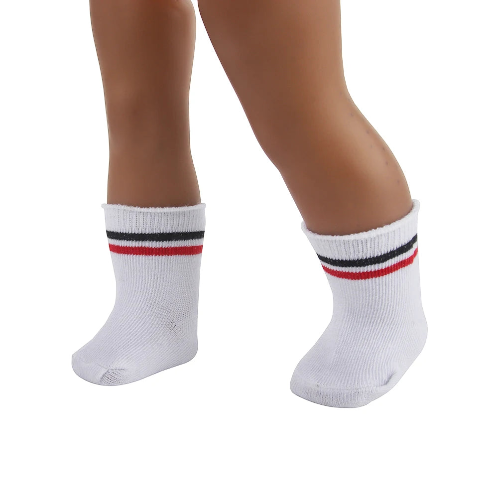 Doll Accessories Socks Heart Stripe Solid Color Knit Doll Socks For 43cm Baby New Born&18 inch American,OG Girl Doll Toy - BE