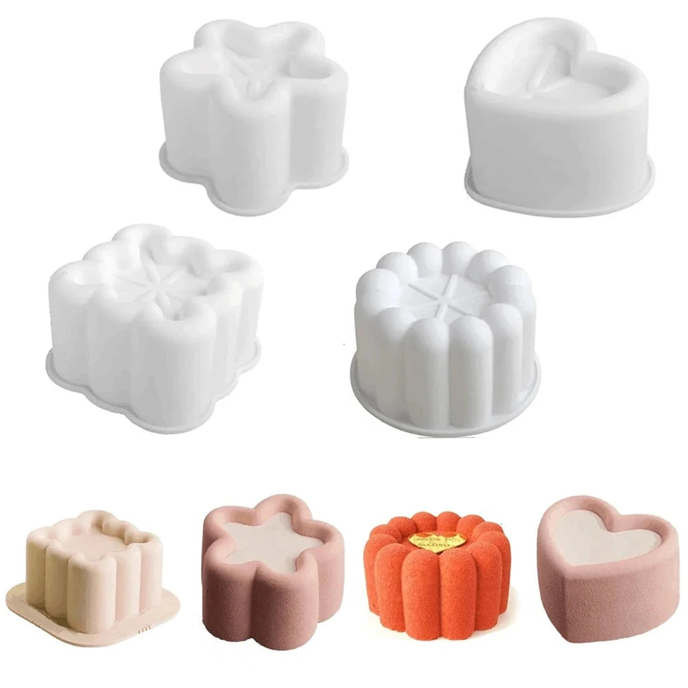 Round Heart Star Square Bento Cake Silicone Mold Chocolate Mousse Mould Soap Candle Gypsum Making Moulds Kitchen Bakeware