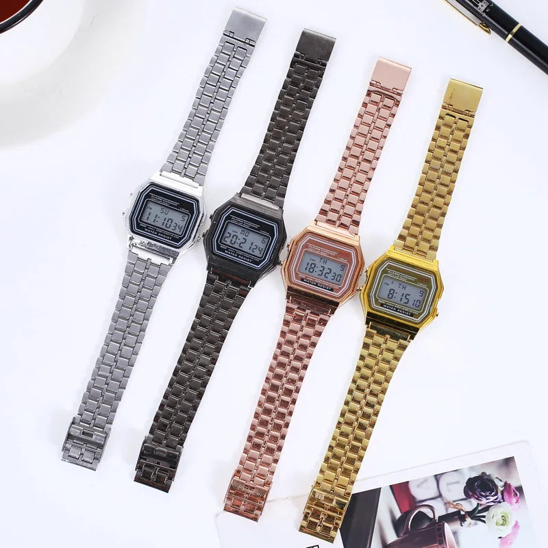 Women Men Unisex Watch Gold Silver Black Vintage LED Digital Sports Military Wristwatches Electronic Digital Present Gift Mal