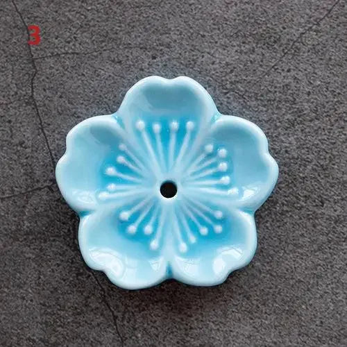 Cherry Blossom Incense Burner Home Ceramic Decor Stick Holder Aromatherapy Censer Office Teahouse Ornament - 3