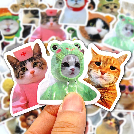 10/50/100pcs Funny Cat Stickers Cartoon Cute Decals Toy Stationery Guitar Phone Bicycle Laptop Luggage Car Graffiti Kids Stic
