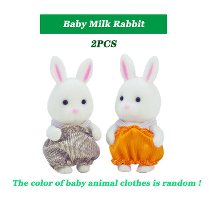Rabbit Doll 1/12 Micro Dollhouse Reindeer Sheep Elephant Squirrel Family Kitchen Toy Miniature Furniture Set Girl Toy Gift - 