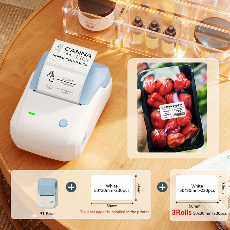 NIIMBOT B1 Portable Thermal Printer With Tapes 2 Inch Adhesive Label Printer Mini Bluetooth Sticker Maker Support Smartphones