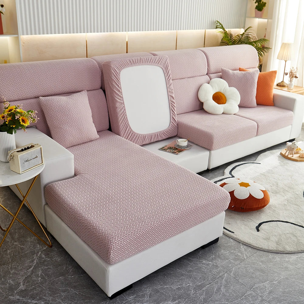 1pc Jacquard Sofa Slipcover Twill Pattern Elastic Sofa Covers Furniture Protector for Bedroom Office Living Room Home Decor -