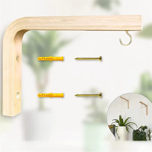 Nordic Natural Wood Wall Plant Hangers Hanging Flower Pot Hook Nordic Flower Bracket for Lanterns Wind Chimes Balcony Home De