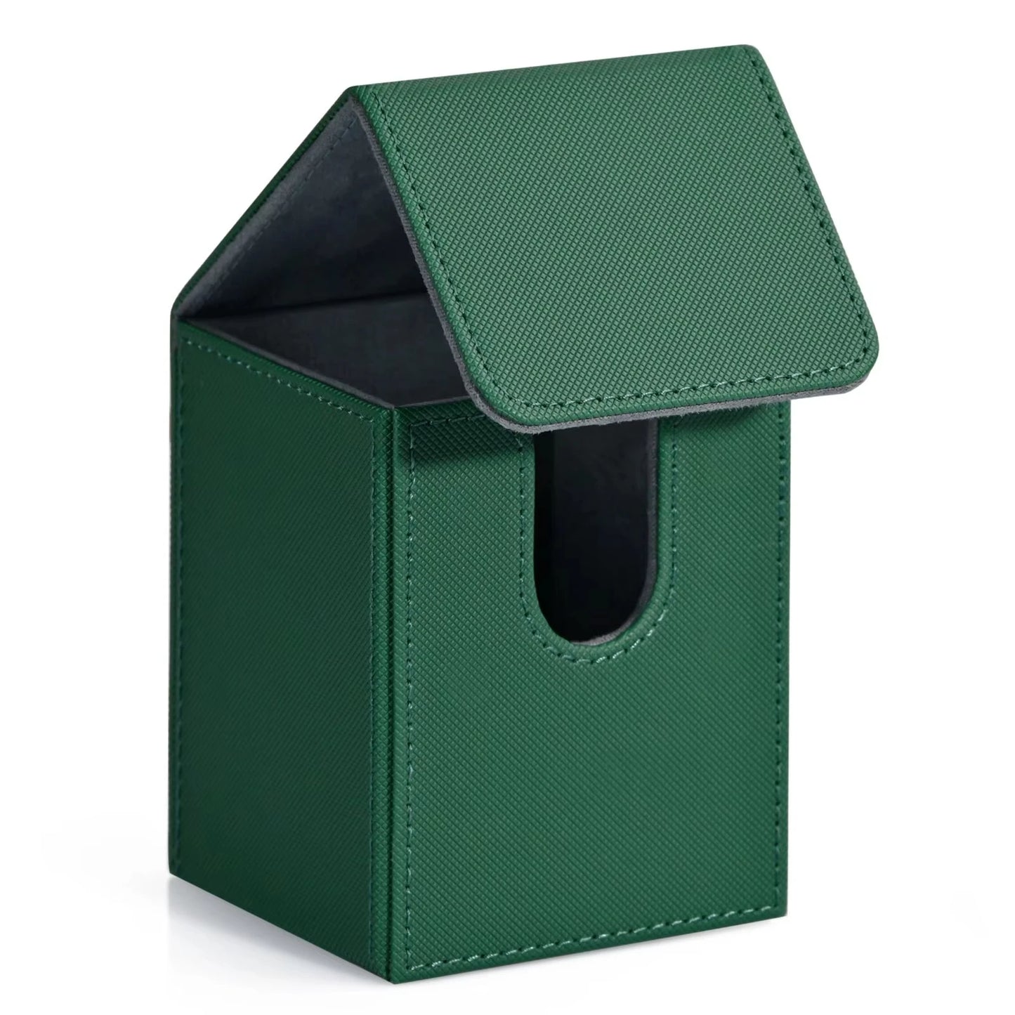 Card Deck Box,Card Storage Box holds 100+ Single Sleeved Cards, PU Leather Magnetic Closure for Magic cards TCG cards - Green