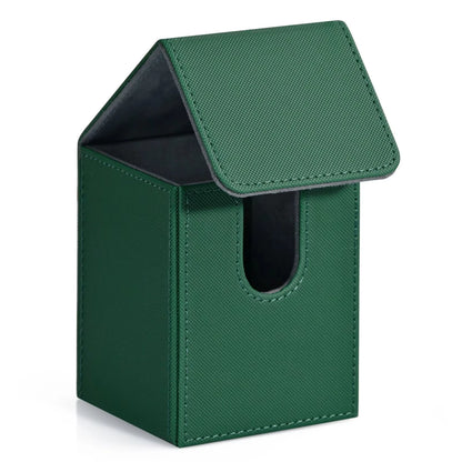 Card Deck Box,Card Storage Box holds 100+ Single Sleeved Cards, PU Leather Magnetic Closure for Magic cards TCG cards - Green