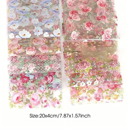 10PCS Mixed Nail Art Foils Transfer Sticker Set Rose Flower Designs Floral Starry Sky Nail Wraps Wedding Summer Manicure Deco