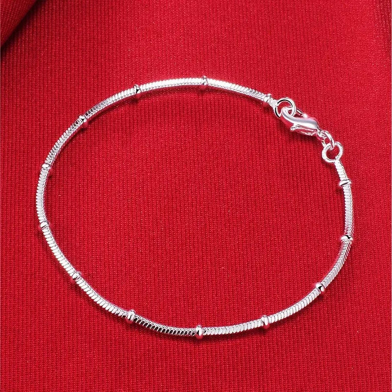 Fine 925 Sterling Silver Noble Nice Chain Solid Bracelet for Women Men Charms Party Gift Wedding Fashion Jewelry Hot Model - 