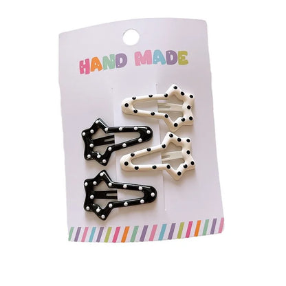 Rhinestone Vintage Polka Dot Star Hair Clips Set Japanese Sweet Girlish Heart Geometric Flyaway BB Clips Kids Versatile Hairp