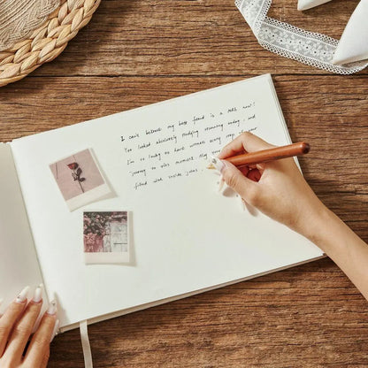 Custom Wedding Guest Book with Pen Personalized Linen Hardcover Photo Album Wedding Keepsake & Anniversary Memory Guestbook G