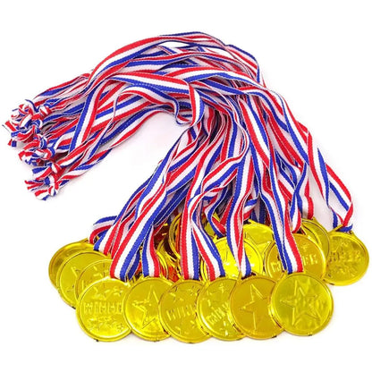 10/20Pcs Plastic Gold Winner Award Medals Kids Birthday Party Favors Sports Game Prize Toys Soccer Football Party Pinata Fill
