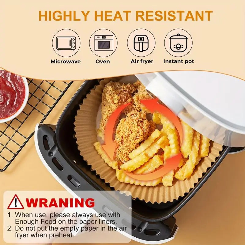 1/100PCS Air Fryer Disposable Paper Square Round Baking Paper Barbecue Plate NonStick Mat Kitchen Oven Oil Absorbing Paper To