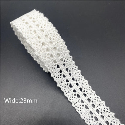 10mm-50mm 2yards White 100%Cotton Lace Ribbon For Apparel Sewing Fabric Trim Cotton Crocheted Lace Ribbon Handmade Accessorie