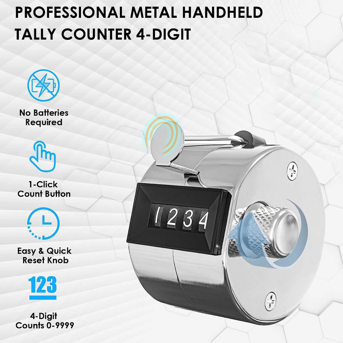 Metal Handheld Tally Counter 4-Digit Number Count Clicker Counter, Hand Mechanical Counters Clickers Pitch Counter for Coachi